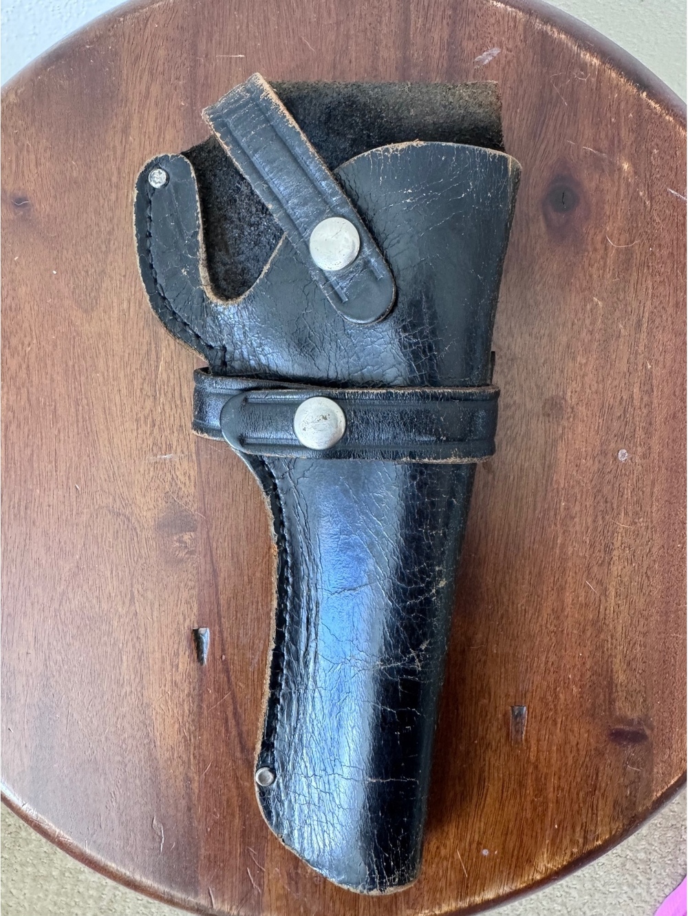 Vintage Navy Marked Black Leather Tactical Holster